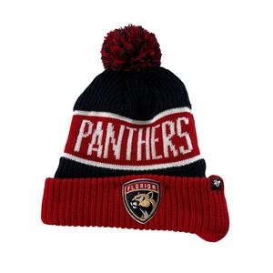 47 Brand NFL Florida Panthers Knit Pom Pom Beanie Hat Youth Embroidered One Size